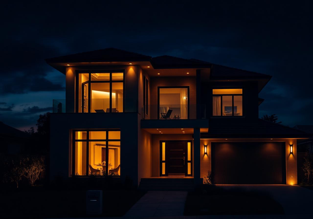 Luxury home at dusk