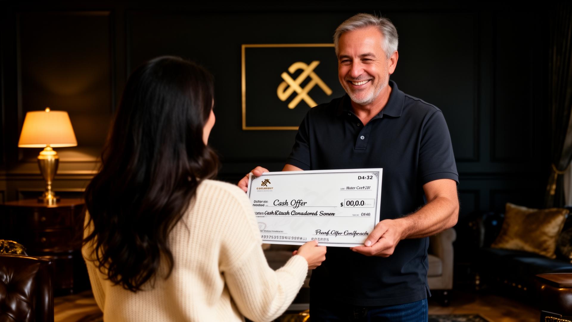 Northaven Capital representative handing a cash offer to a Jacksonville homeowner